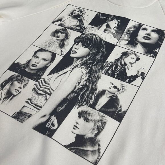 RARE 2024 Authentic Eras Tour Beige Cream Hoodie Black Logo Taylor Swift Small - Picture 6 of 6